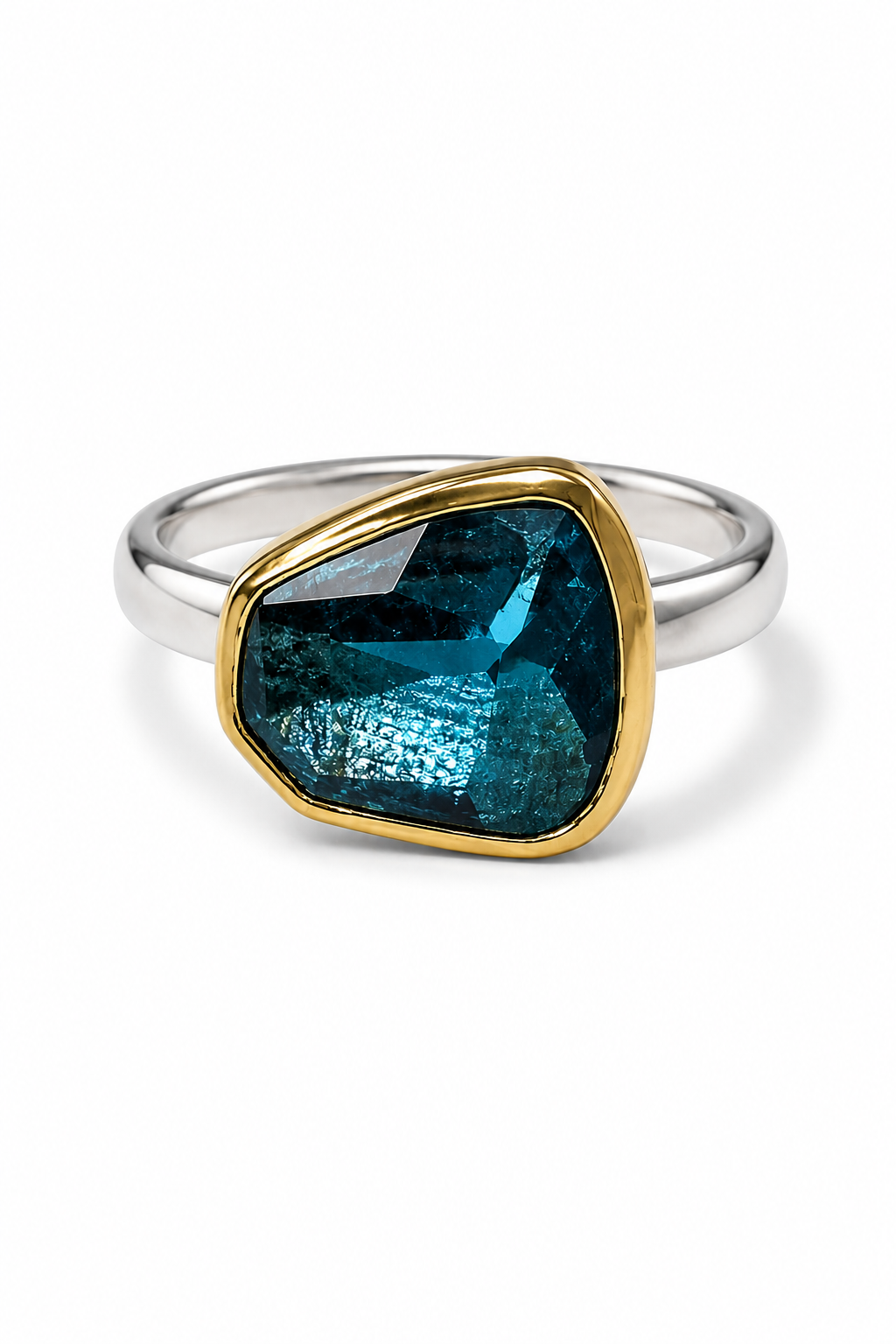 London Blue Topaz Ring in 18KG & Sterling Silver