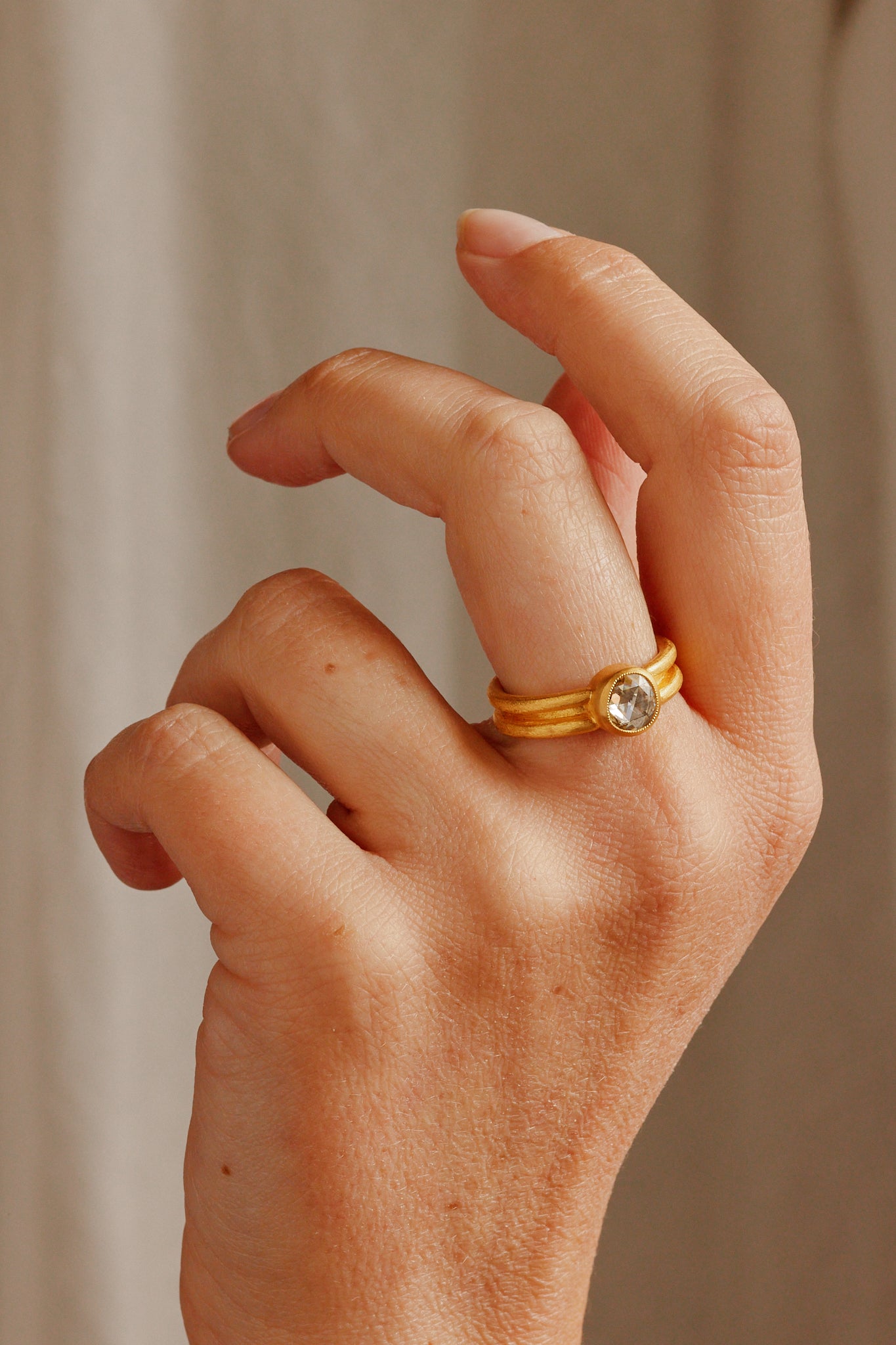 Oval Rose Cut Diamond Ring