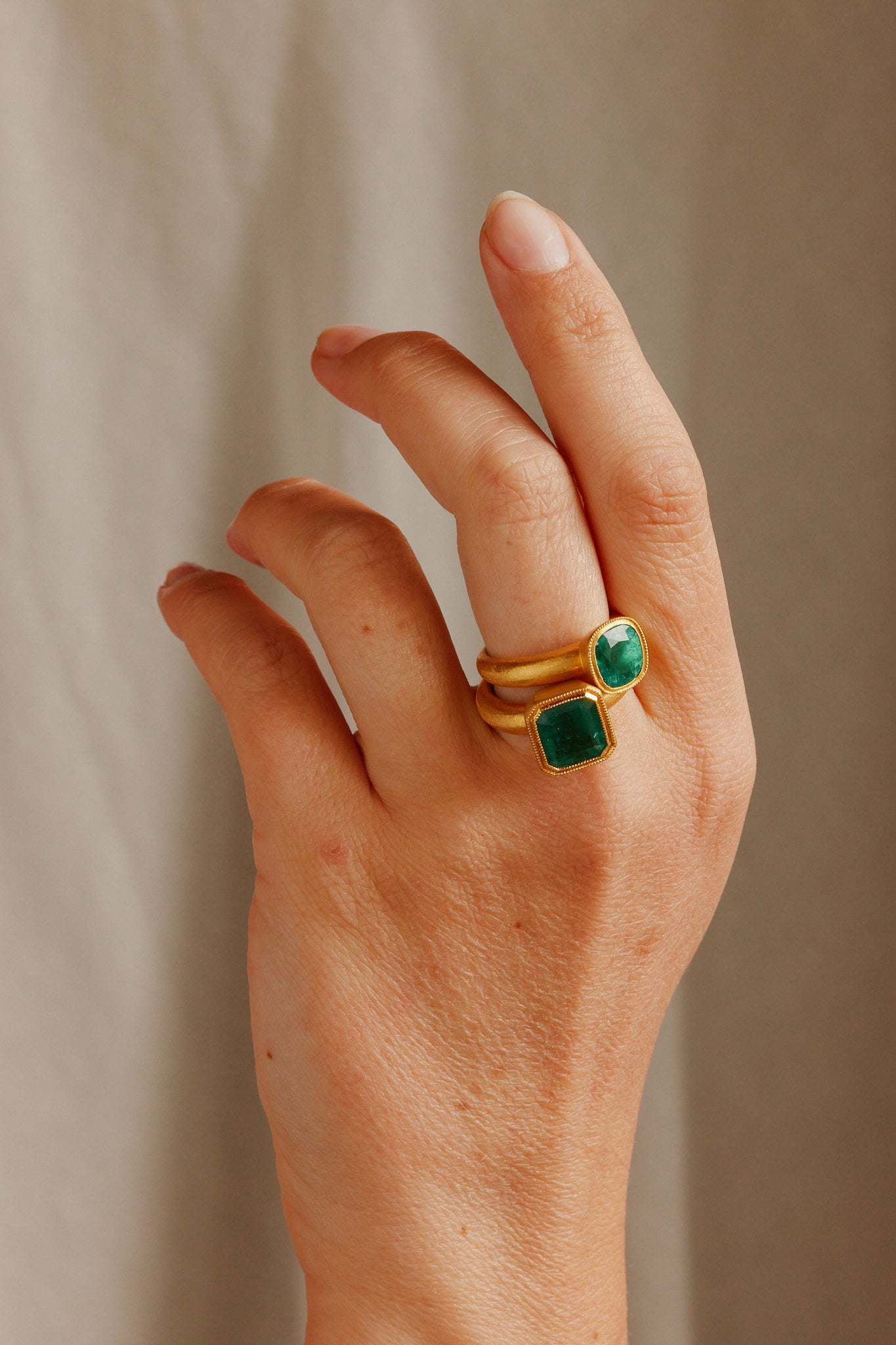 Cushion Cut Columbia Emerald Solitaire Ring