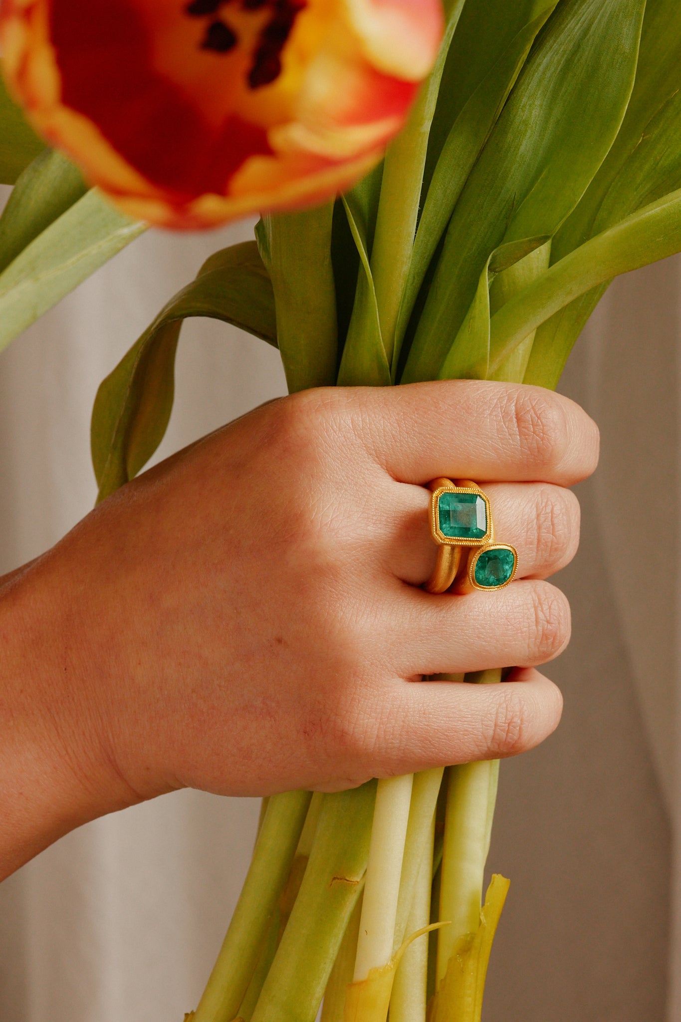 Solitaire Octagon Emerald Ring