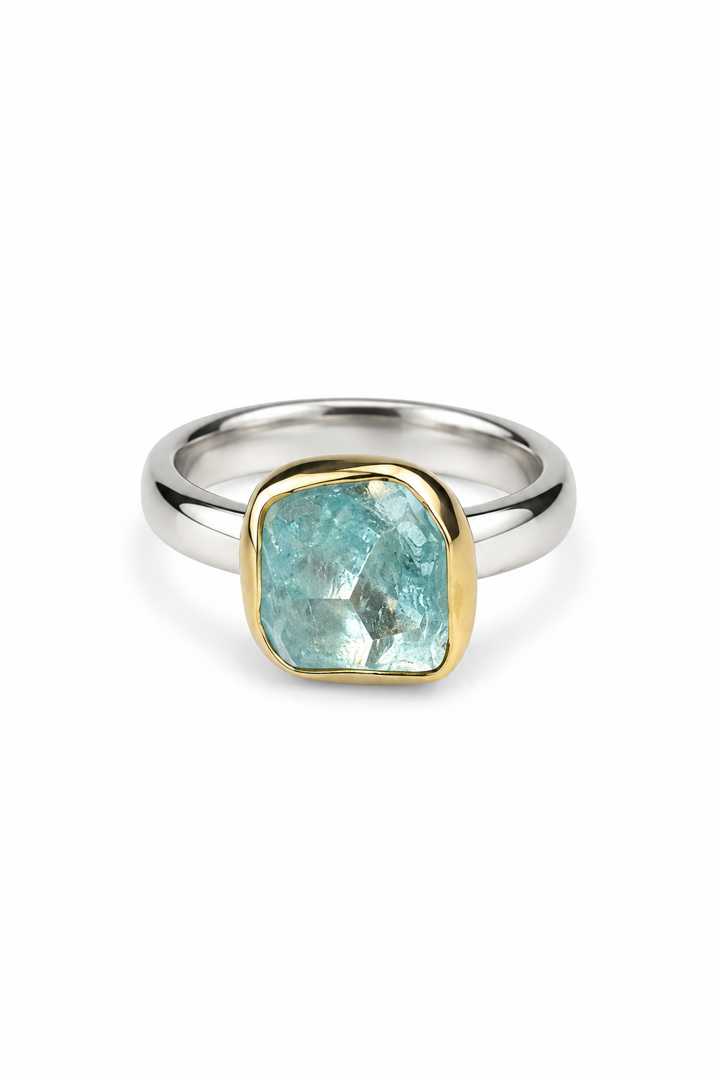 Aquamarine 18KG & Sterling Silver Ring