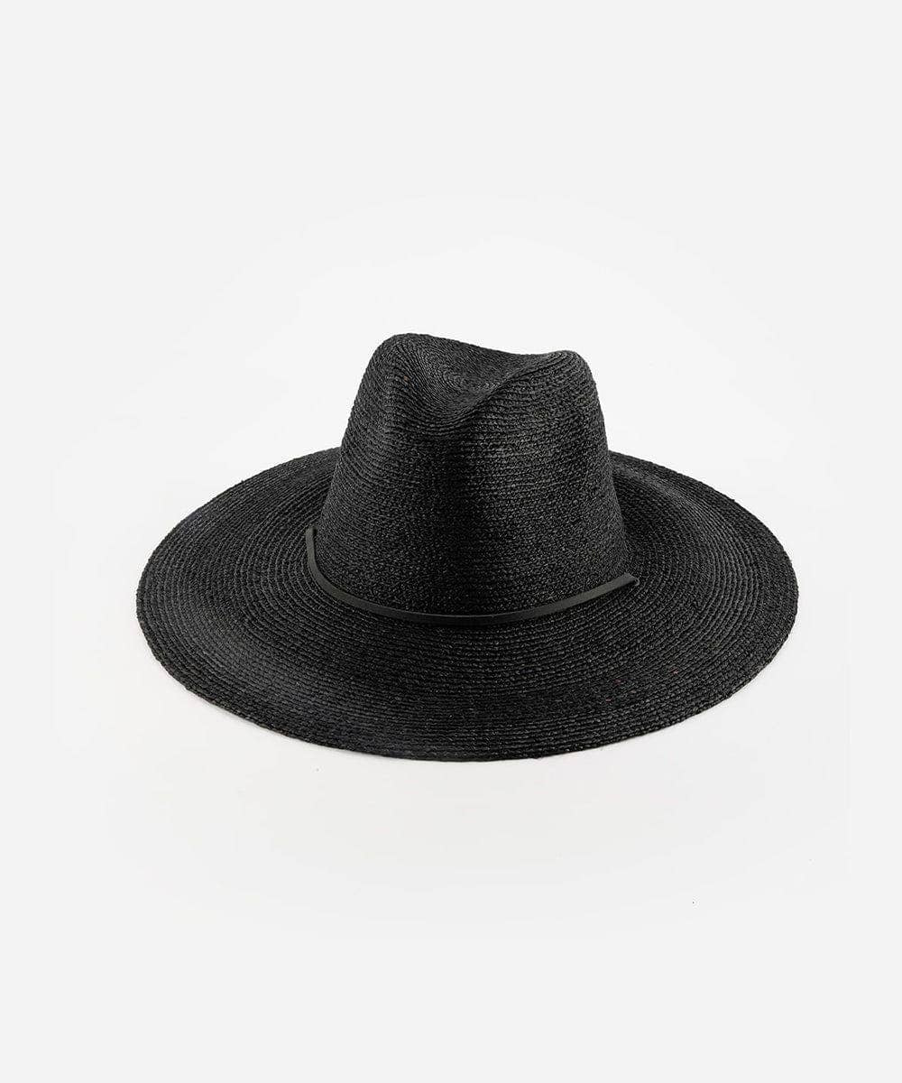 Gigi Pip - Ozzy Packable Straw Sun Hat: Black / M/L 59