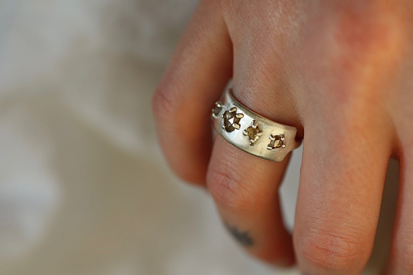 Brown Diamond Half-Moon Ring