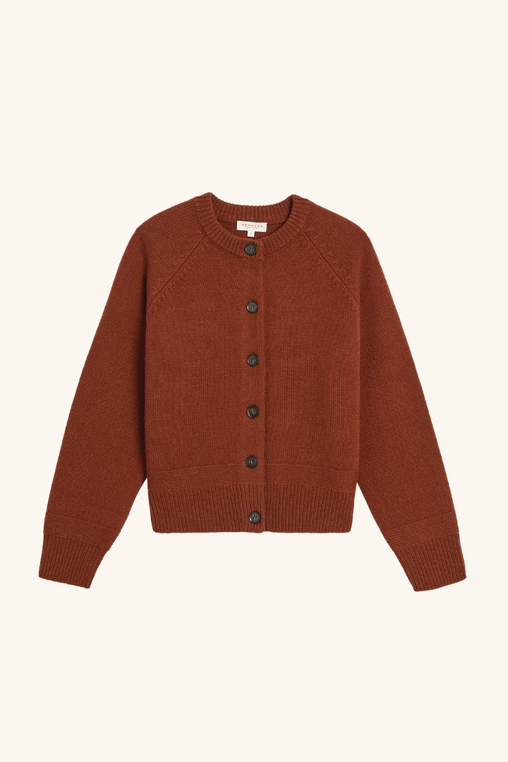 Frances Merino Wool Cardigan, Tobacco