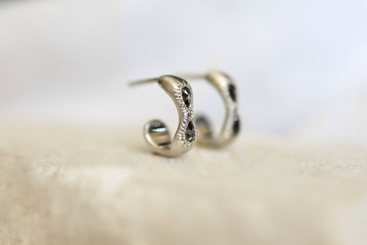 Grey Diamond Bubble Huggie Hoops