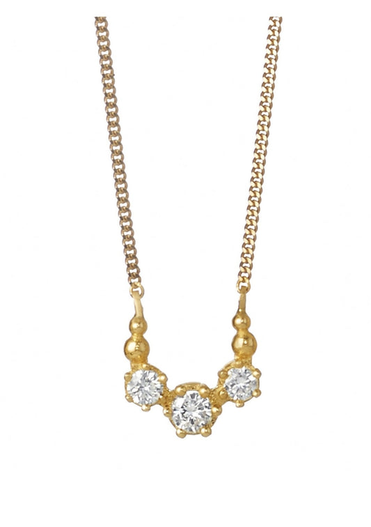 14K Gold Necklace w/3 Horseshoe Diamonds