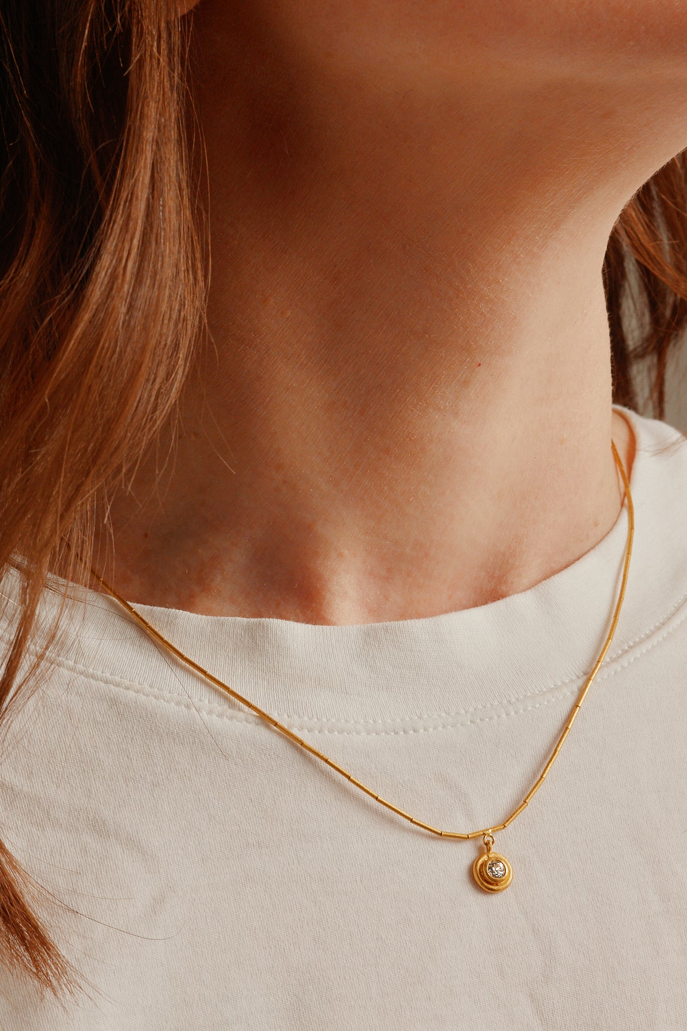 Tube Chain Solitaire Necklace