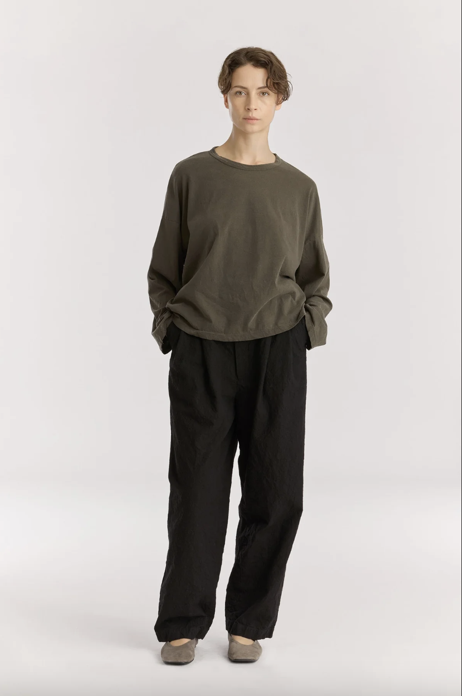Wide L/S Tee, Slate