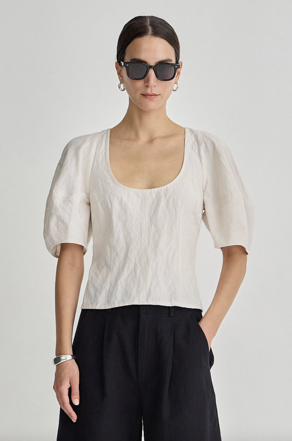 Scoop Neck Lina Top, Birch