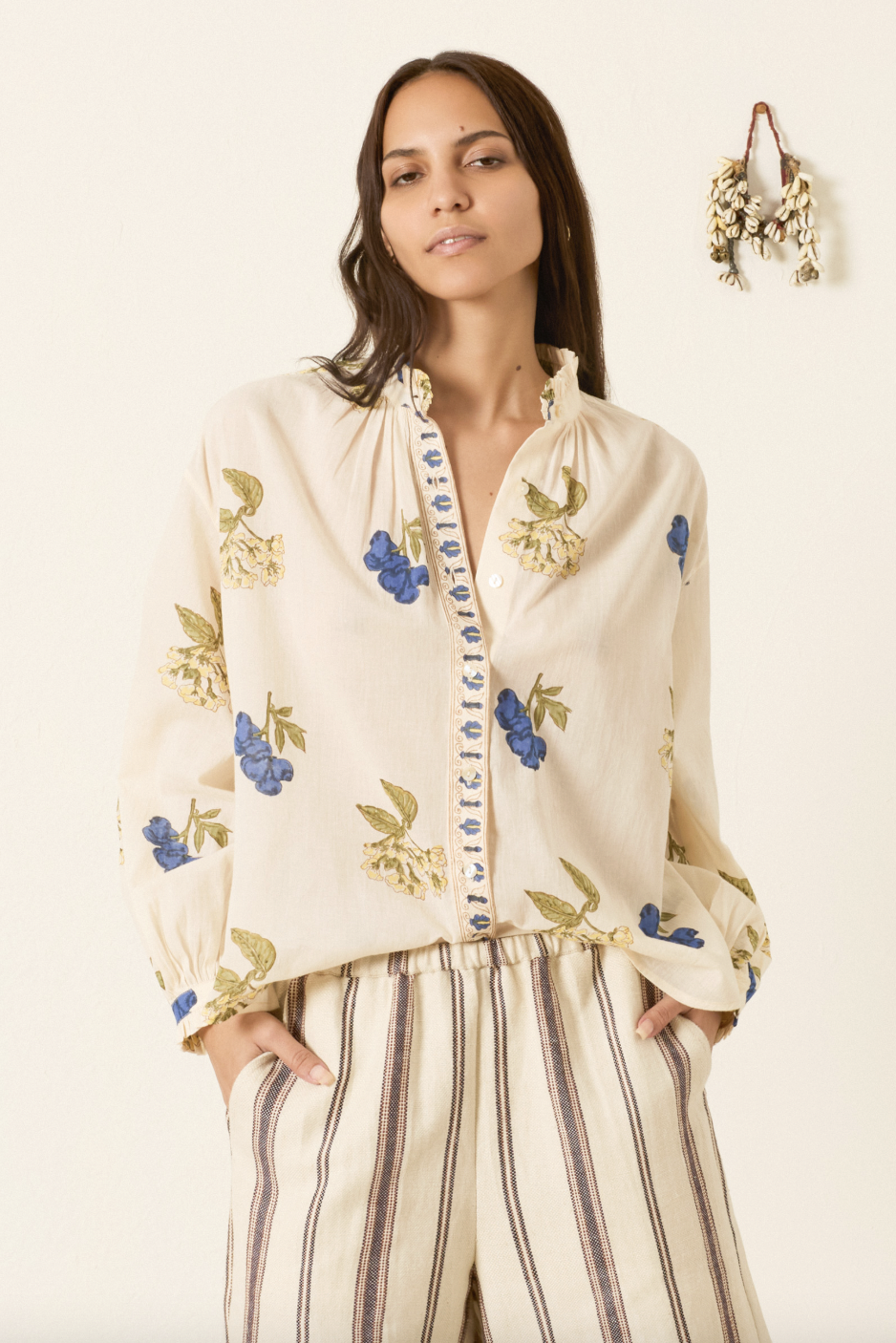Poet Blueberry Flora Blouse