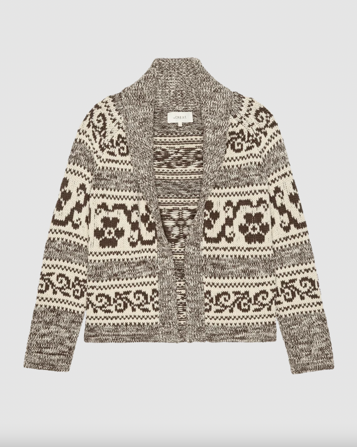 Nordic Flower Lodge Cardigan, Marled Chestnut