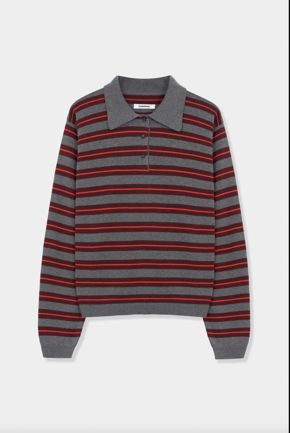 Organic Cotton Striped Polo, Burgandy