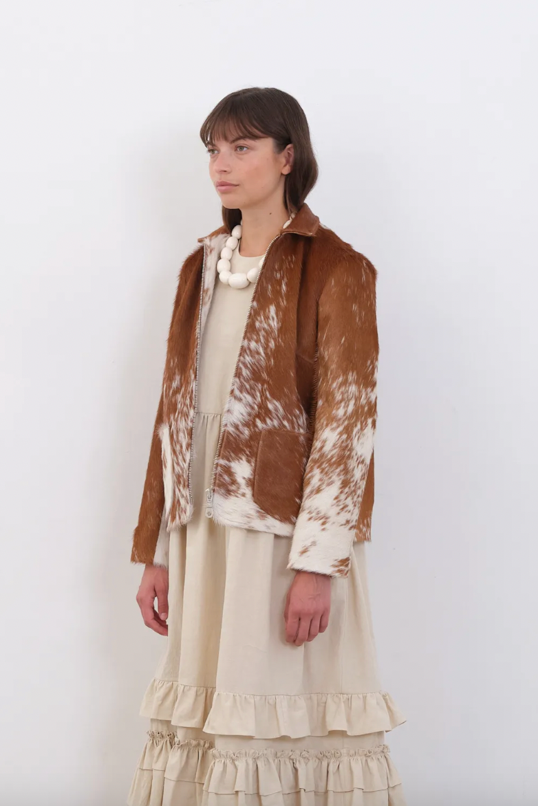 Hair on Lillie Jacket, Tan Cow