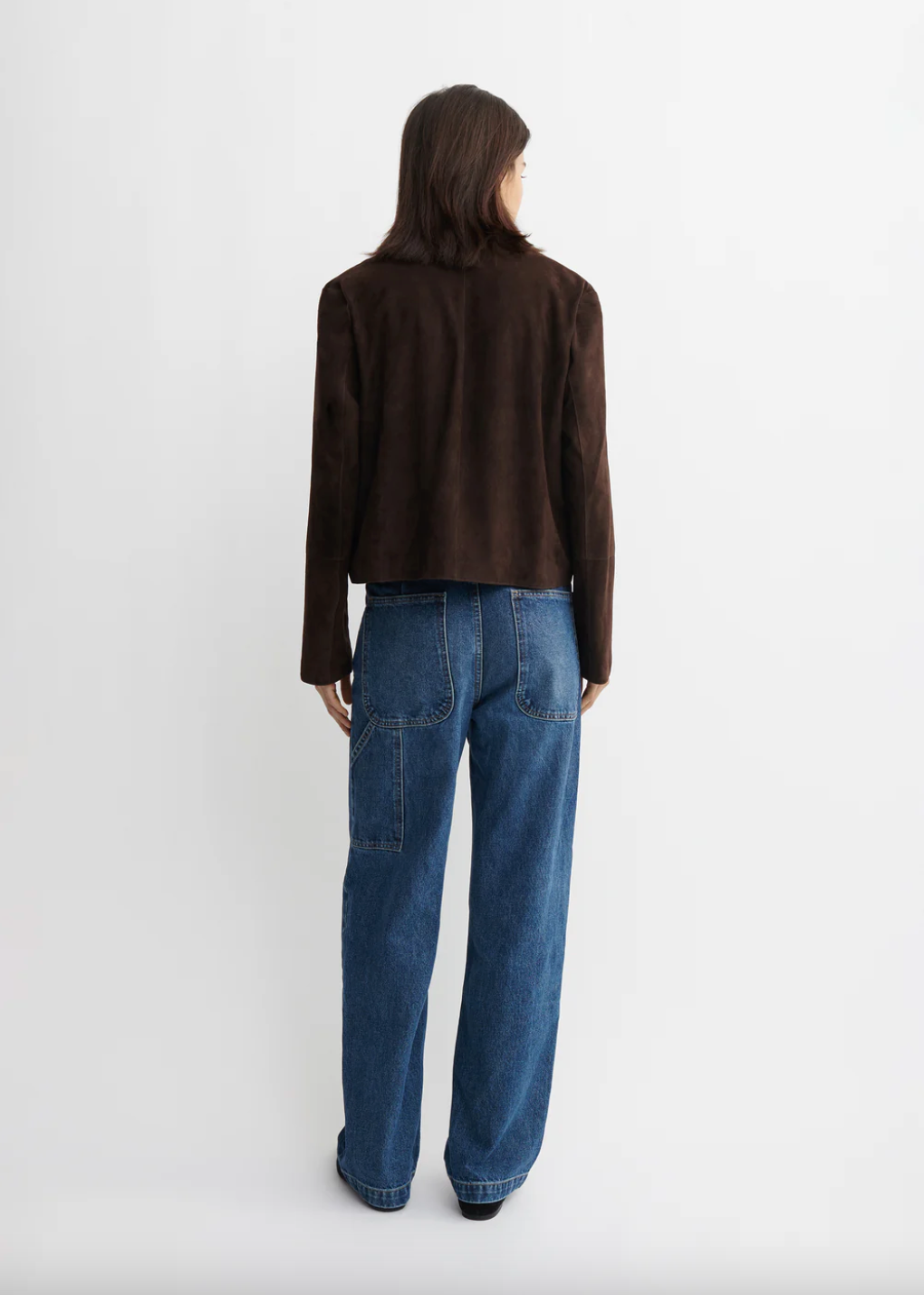 Emy Goat Suede Leather Jacket , Mud Brown