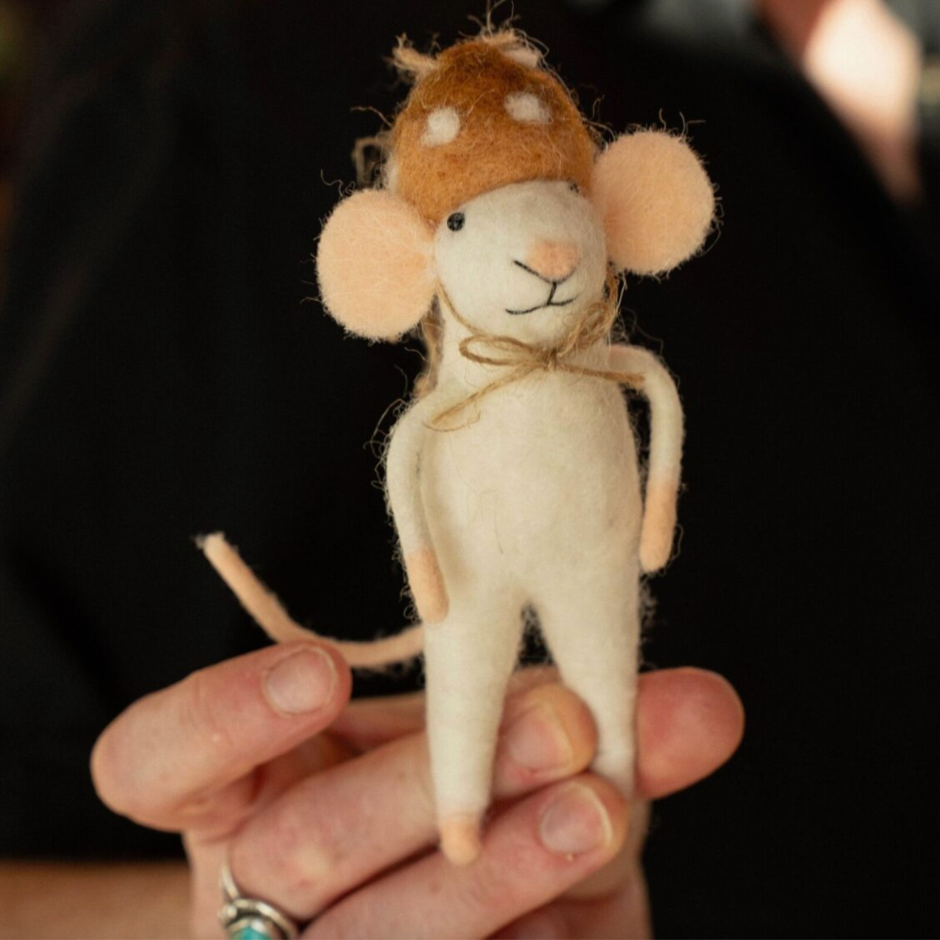 Mushroom Cap Mouse Ornament