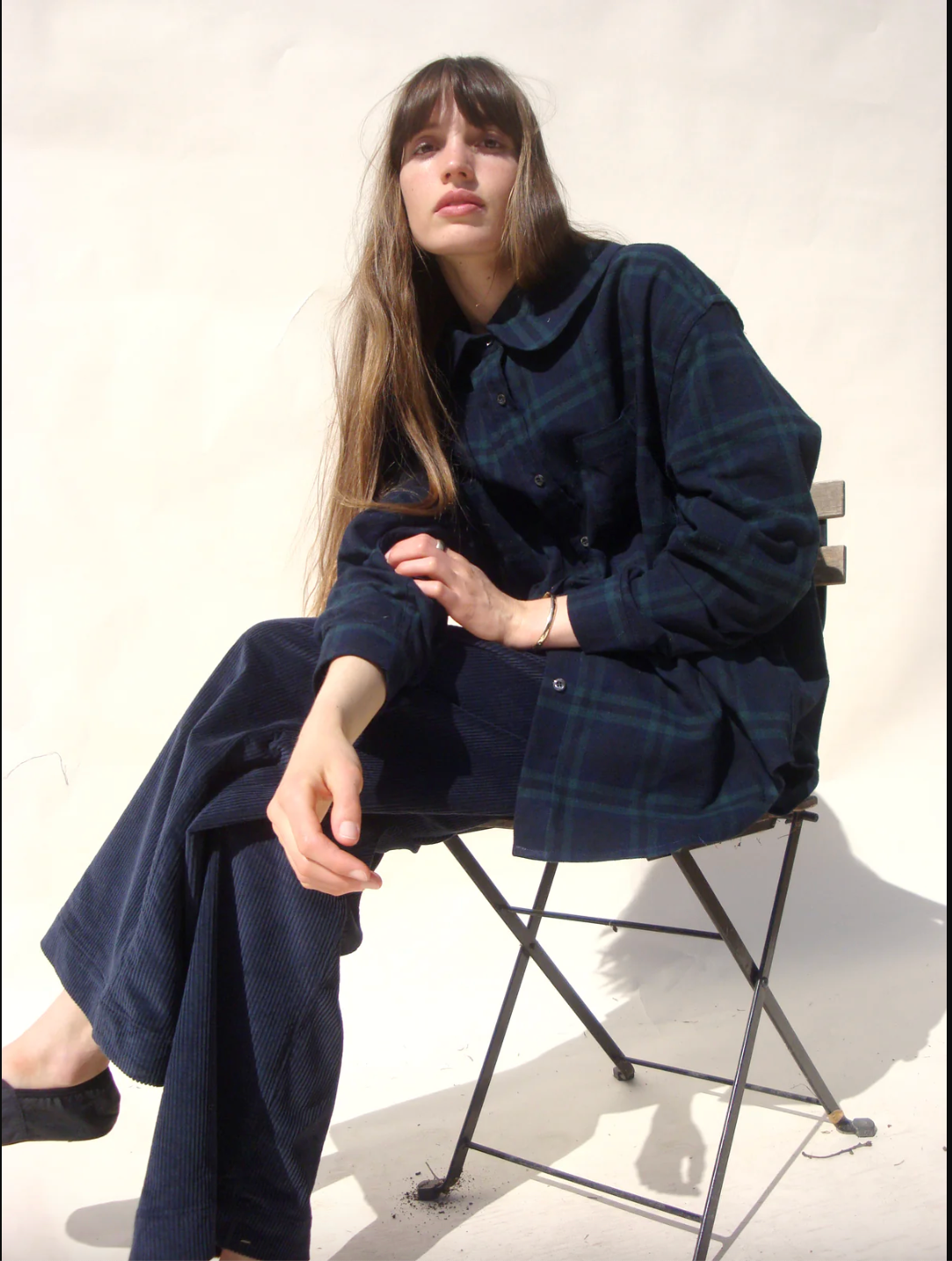 Hollis Oversized. Button Down, Black Tartan