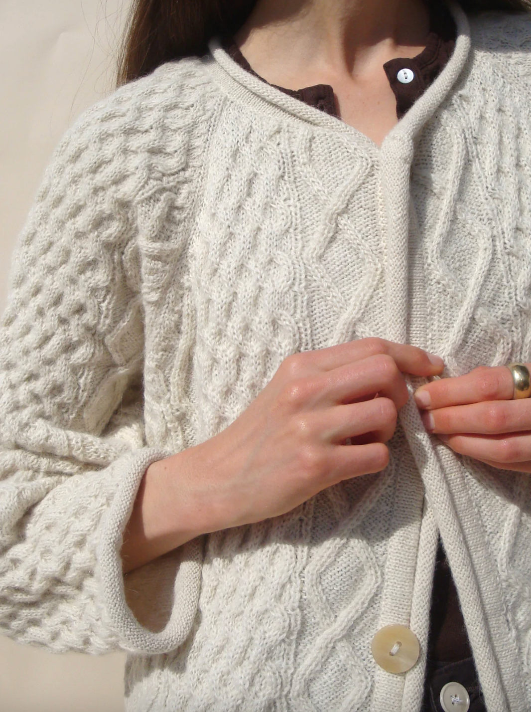 Gardeners Cable Cardigan, Snow