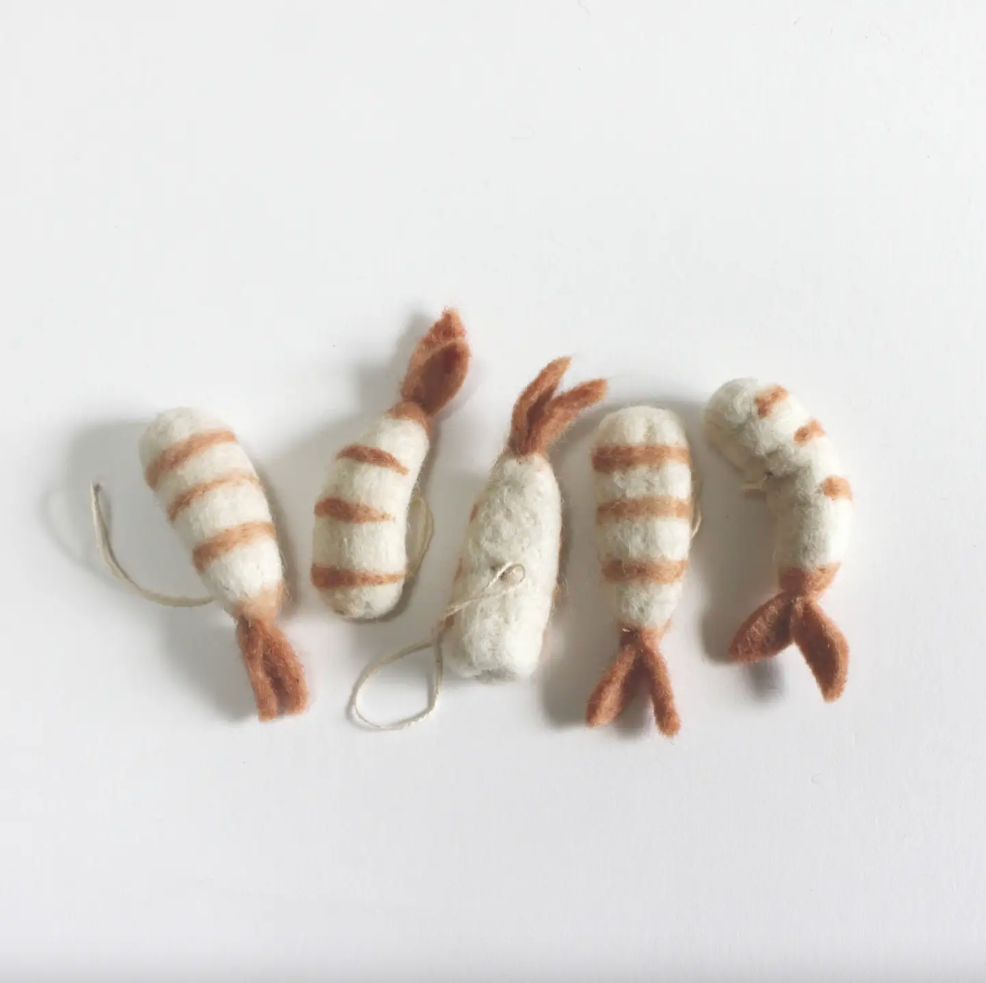 Felted Wool Shrimp Cocktail Ornament Set