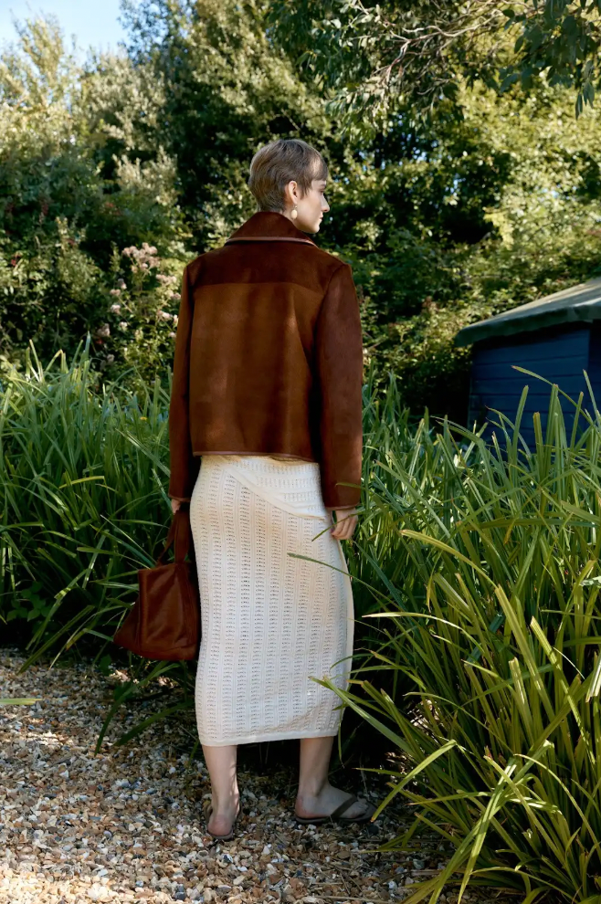 Hair on Hide Leather Ada Jacket, Chestnut