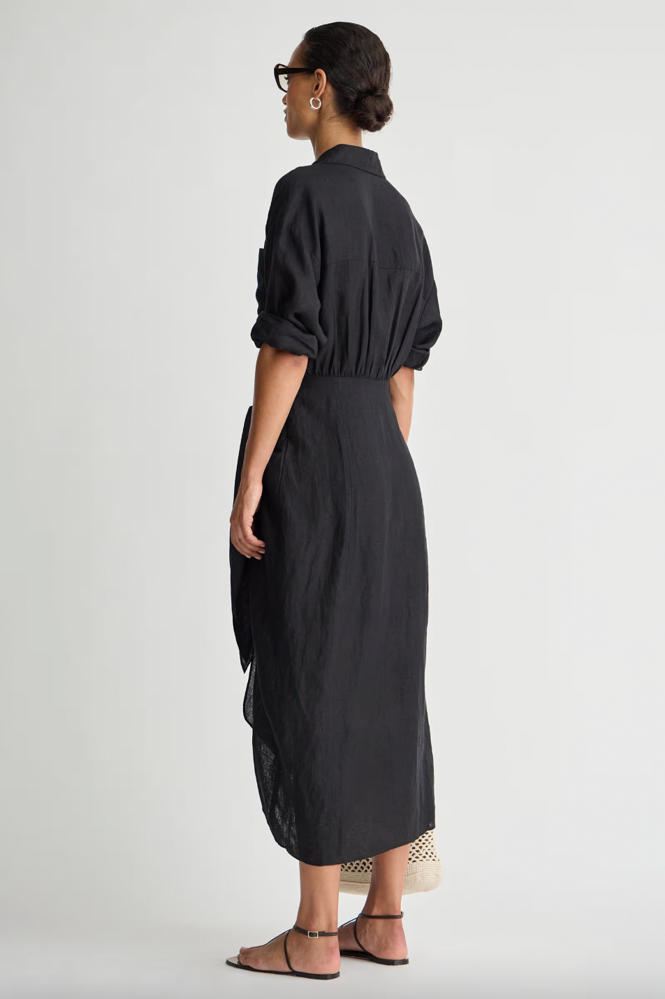 Alessandra Sarong Shirt Dress, Black
