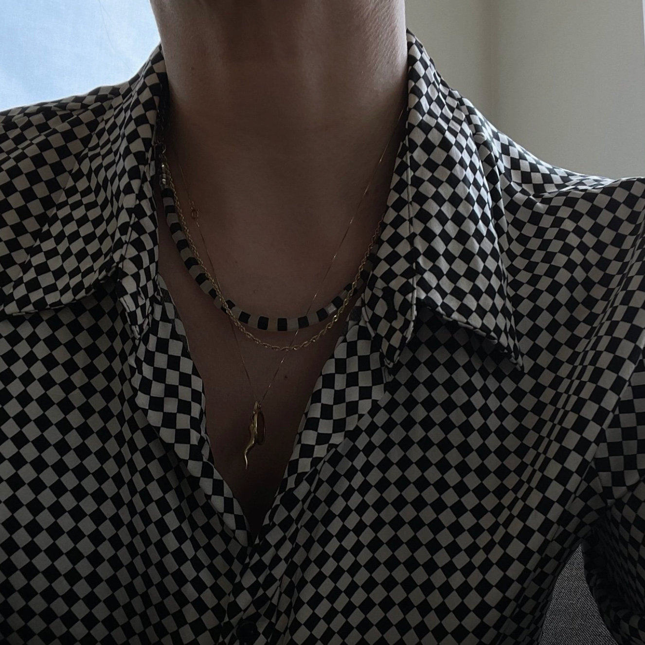 Check Cube Necklace 16"