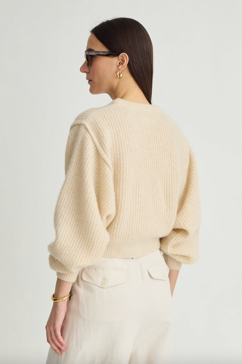 Softest Silk Cashmere Batwing Crew, Ivory