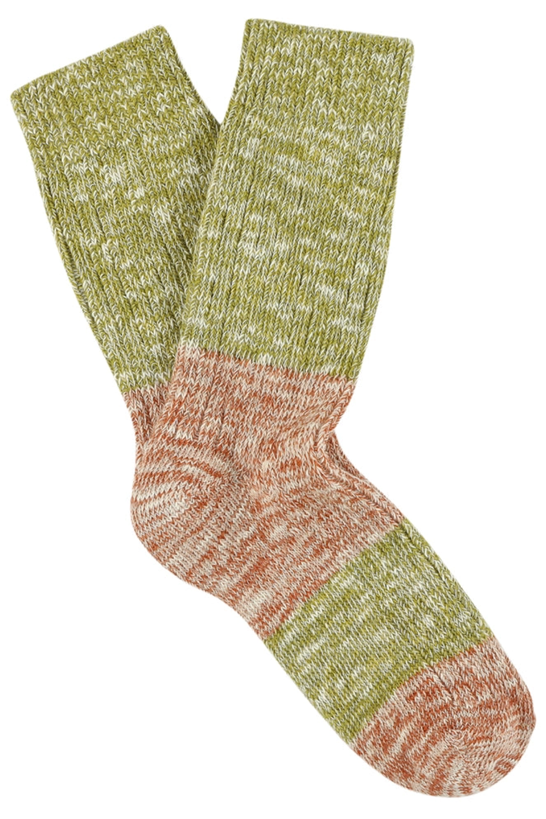 Women's Melange Block Socks, Yellow Pink