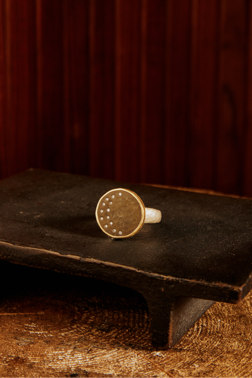 Crescent Moon, OXSS & 18KG, Diamond ring