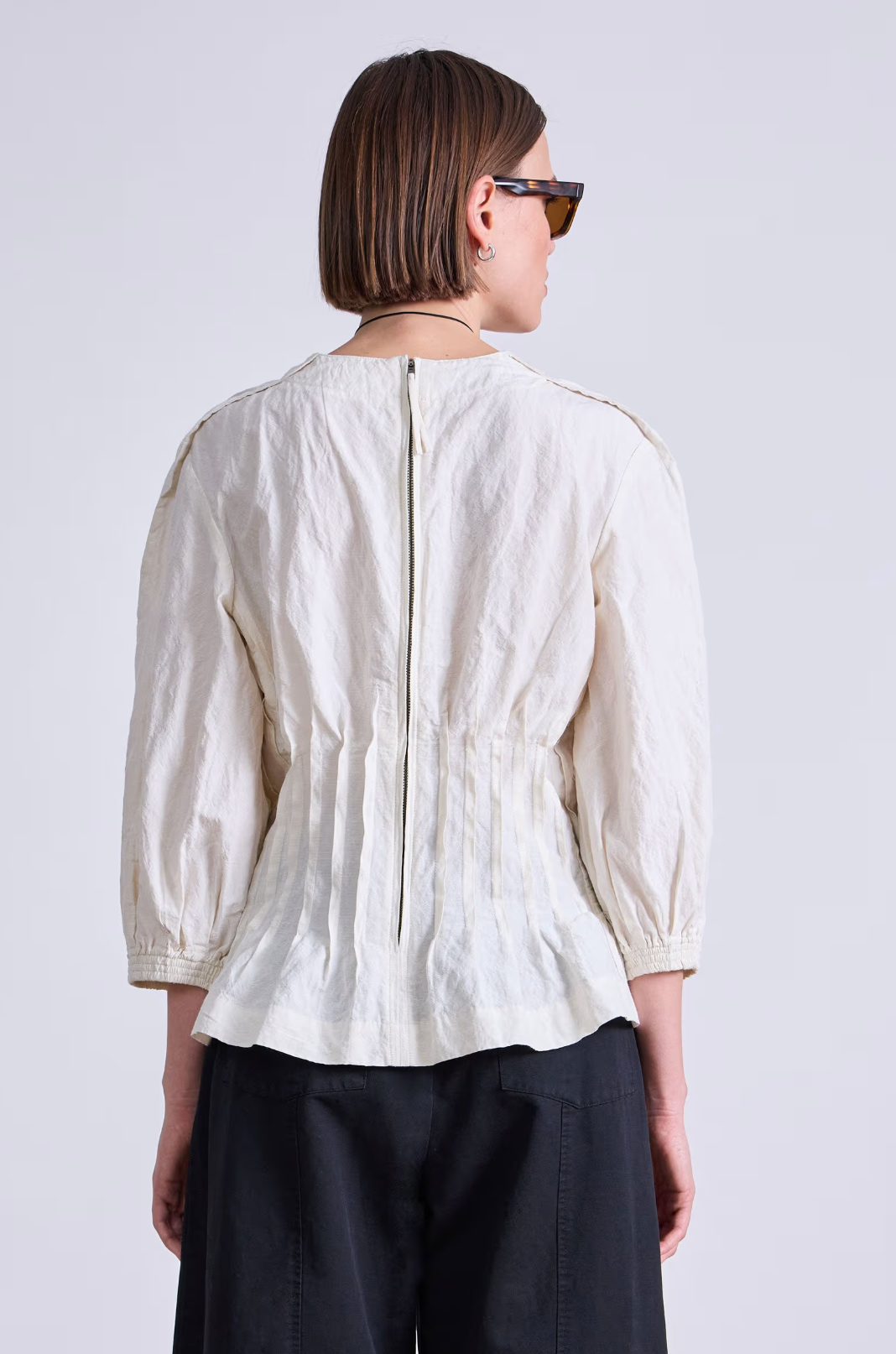 Rocca Pleat Top, Cream