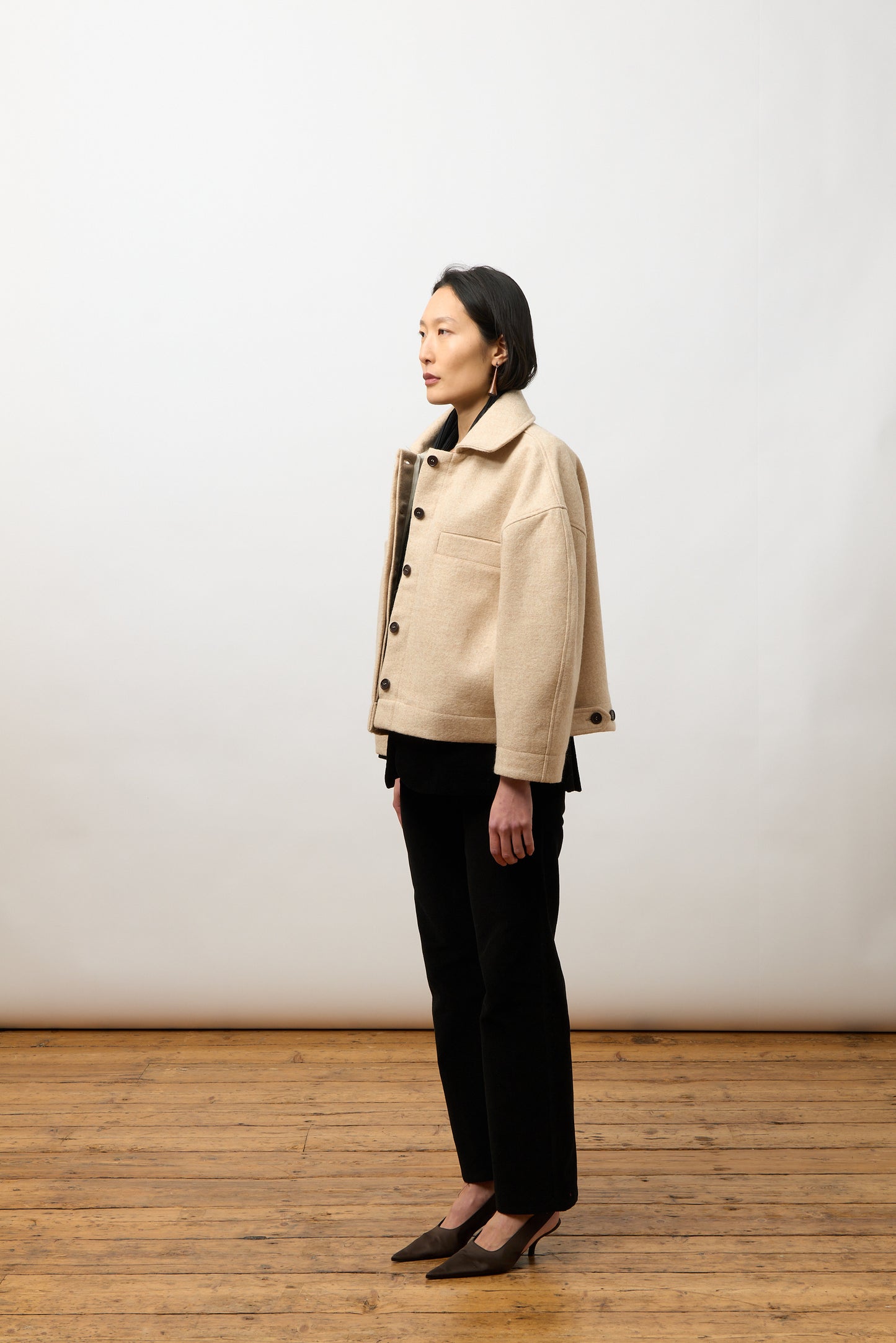 Wesley Jacket, Almond Boiled Wool