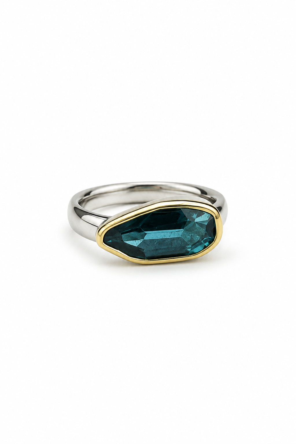 London Blue Topaz 18KG & Sterling Silver Ring