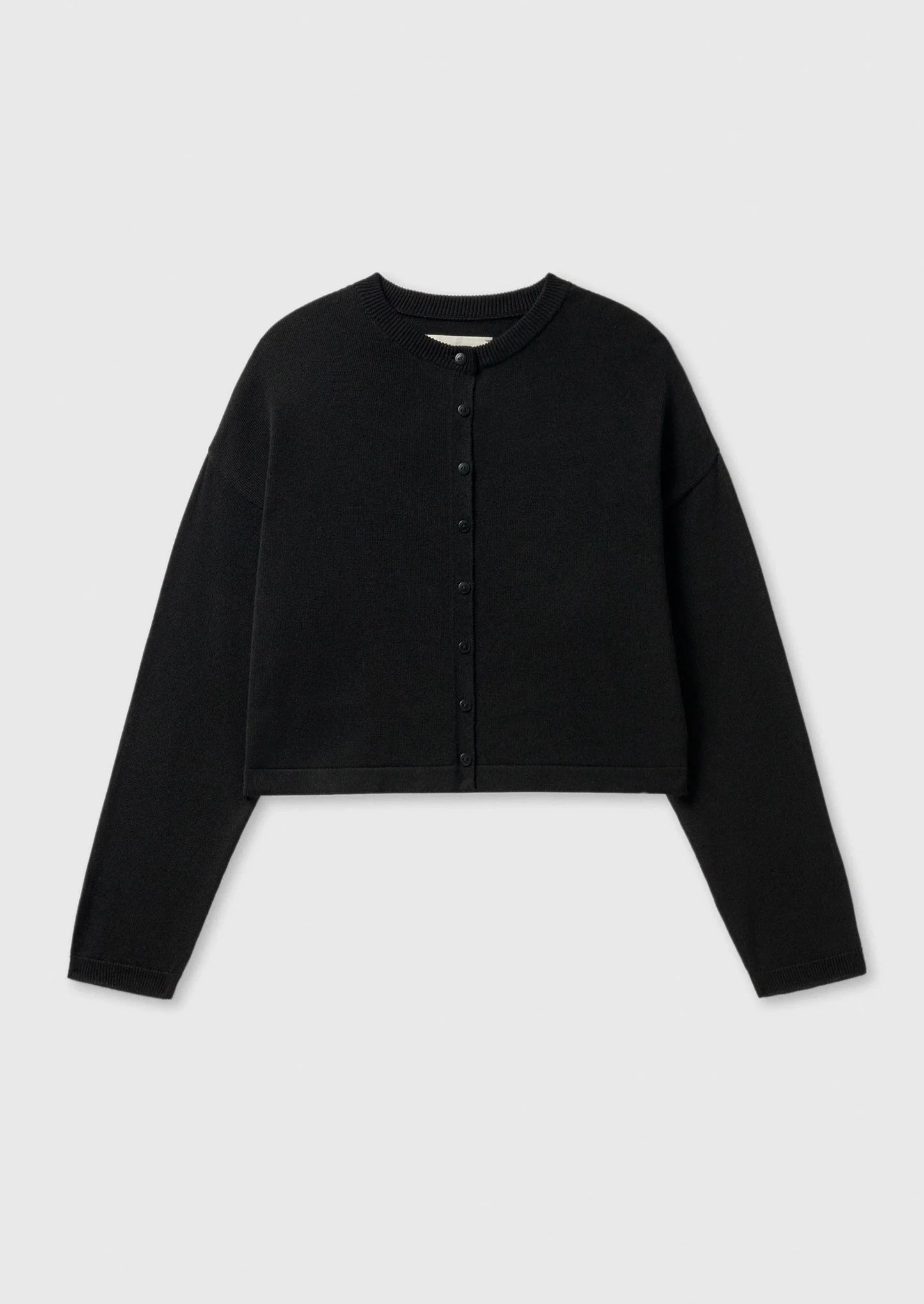 Cotton Cropped Cardigan, Black