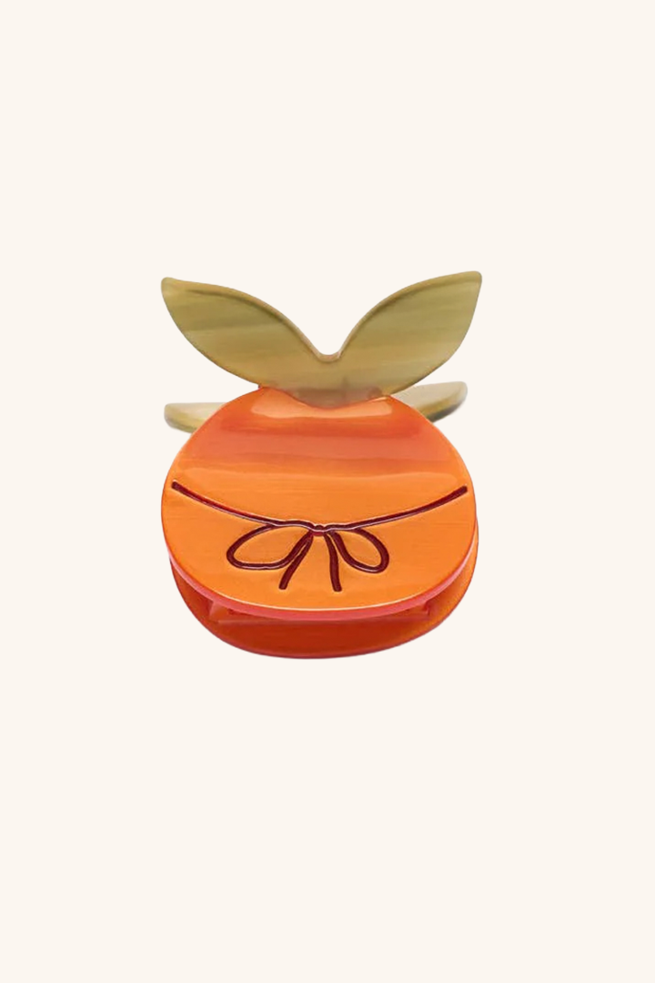 Mandarin Orange with Bow Mini Hair Claw