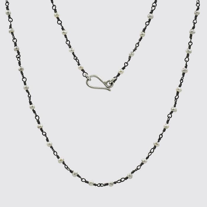 18" Rosary Chain: White Pearl SS