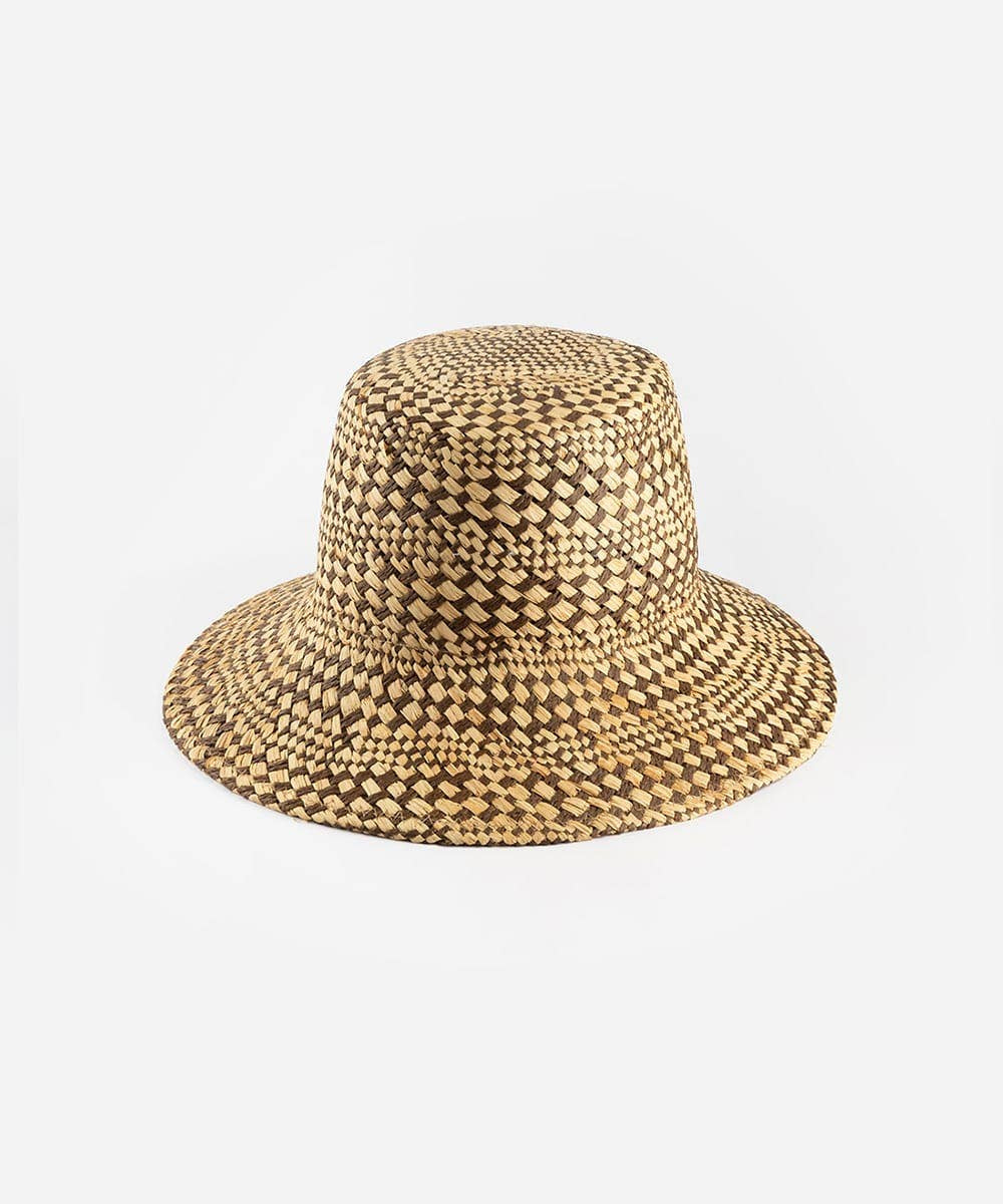 Marlow Woven Bucket Hat: Natural/Brown / S/M 57