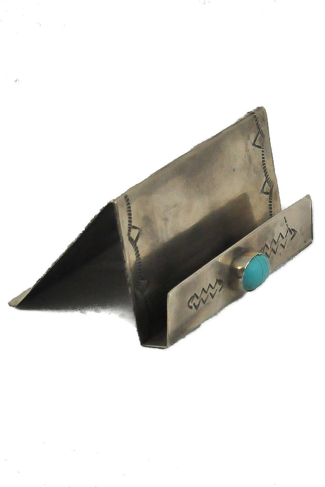 STAMPED BUSINESS CARD HOLDER W/ TURQ