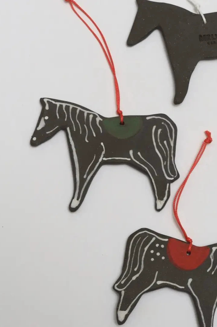 Horse Ornament, Green Saddle