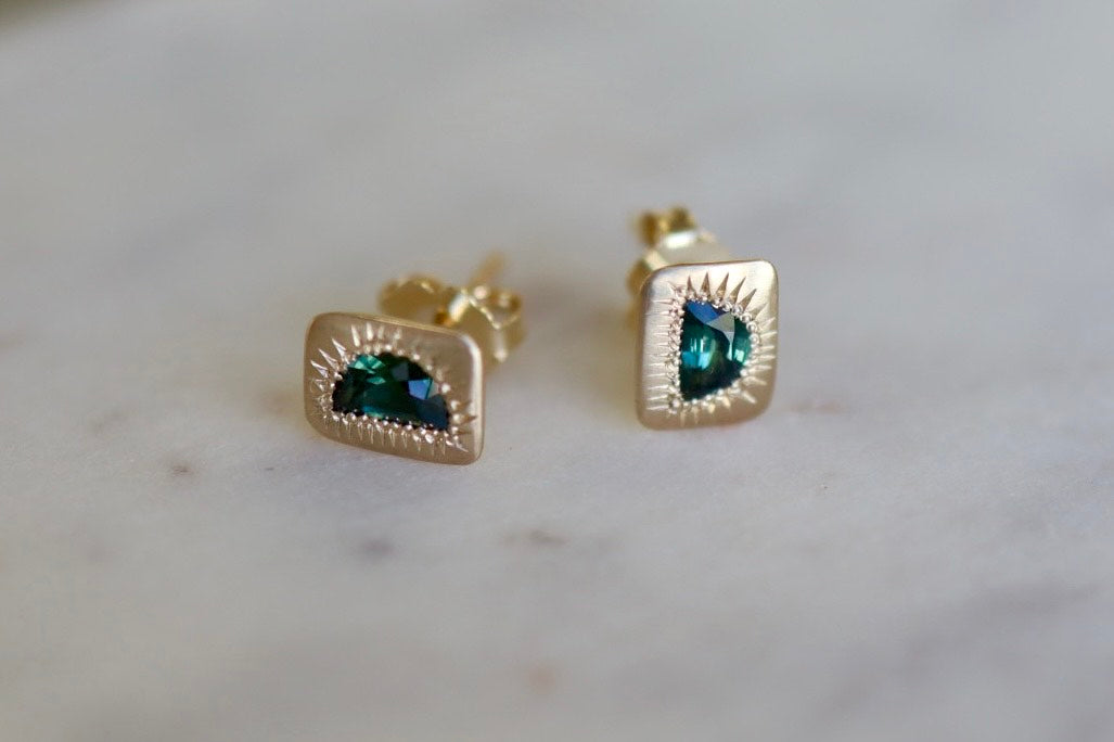 Half Moon Sapphire Studs