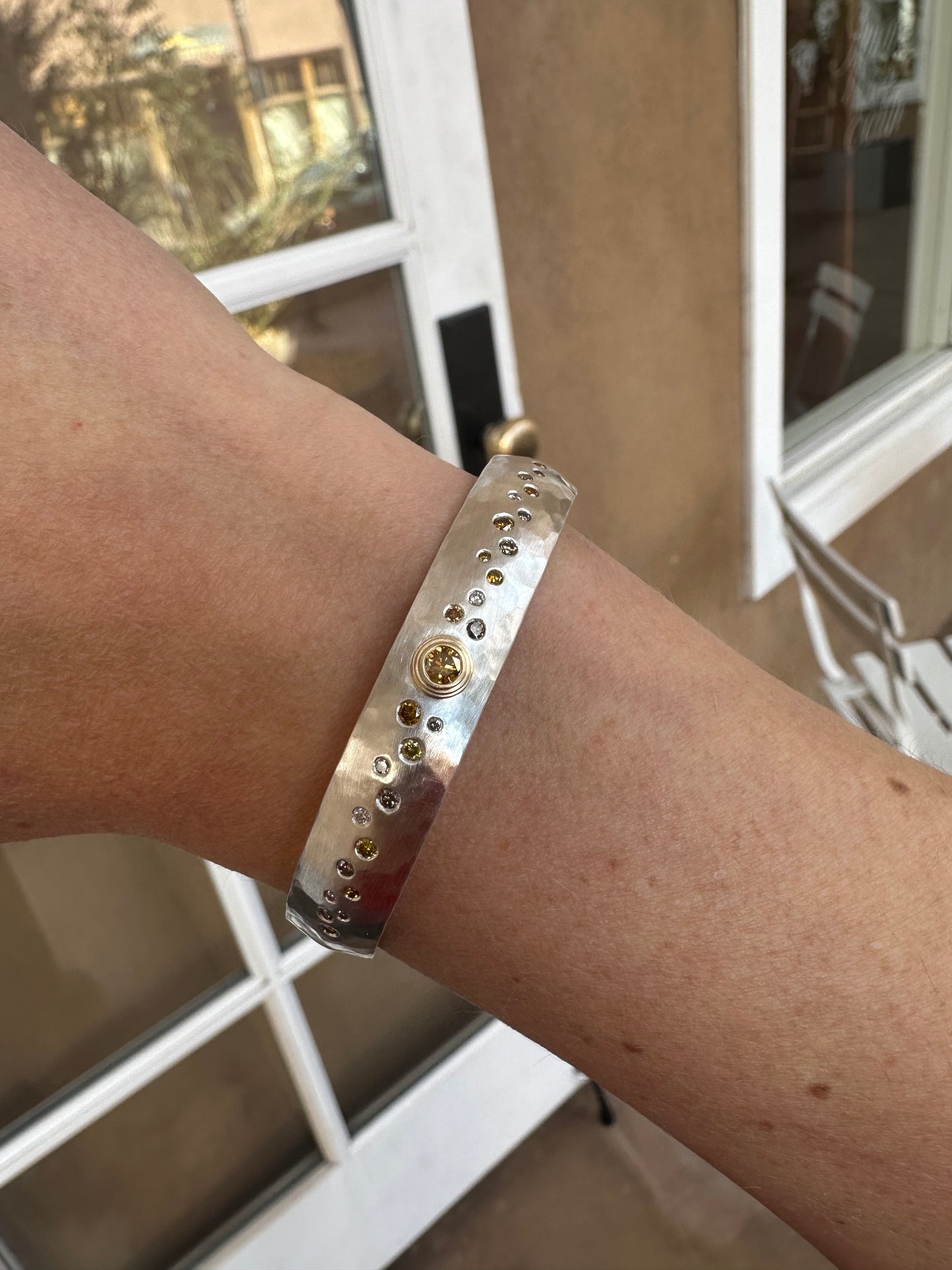 Champagne Diamond Cuff, Sterling Silver