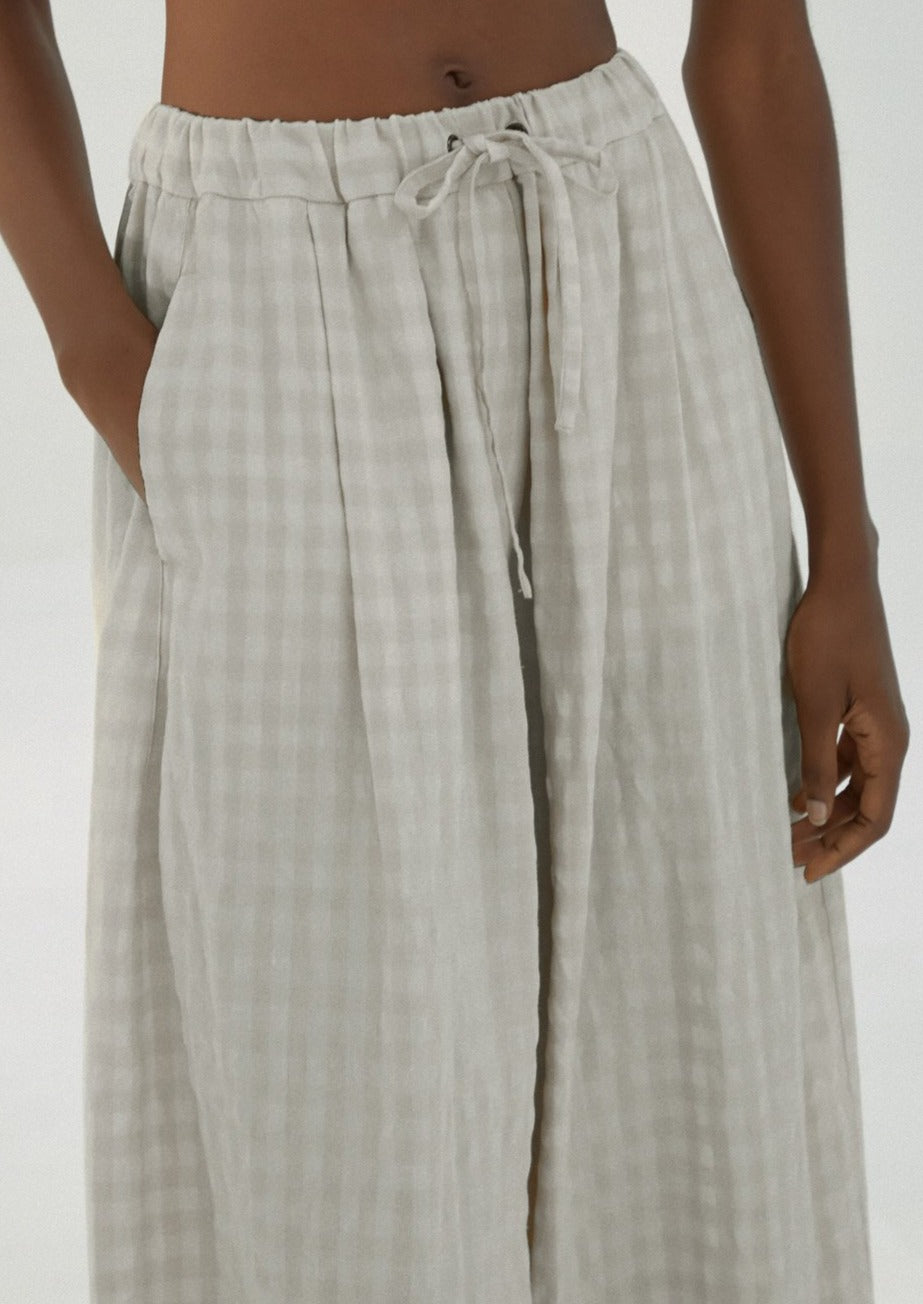 Checkered Maxi Pants, Pearl Blue