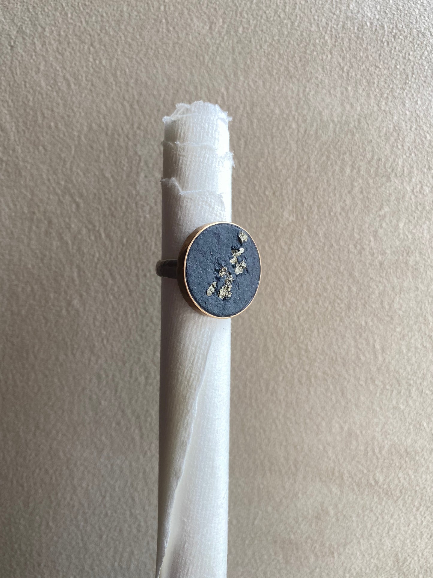 Black Slate with Natural Pyrite Inclusions Ring