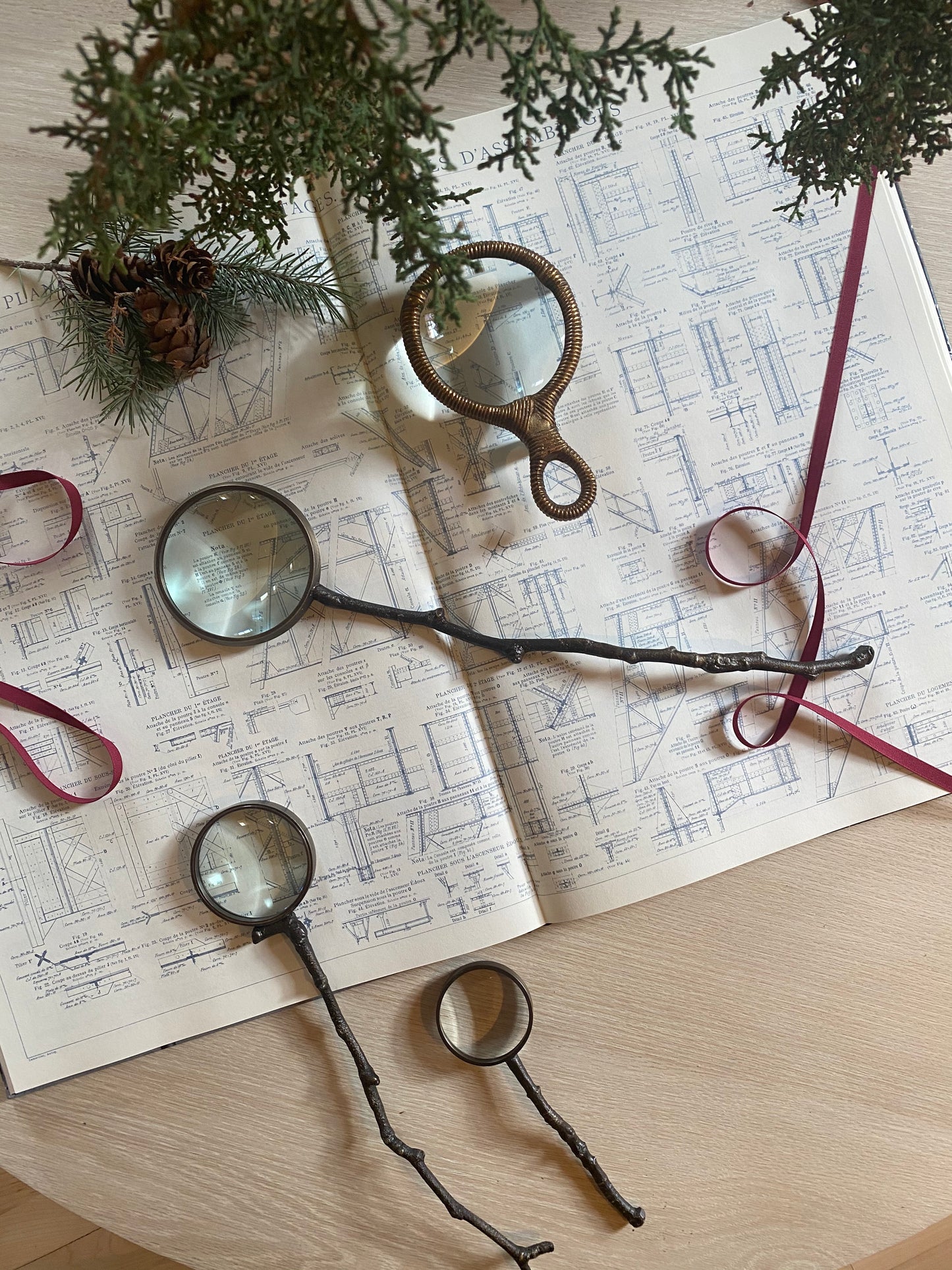 Branch Magnifying Glass, Antique Brass & Glass