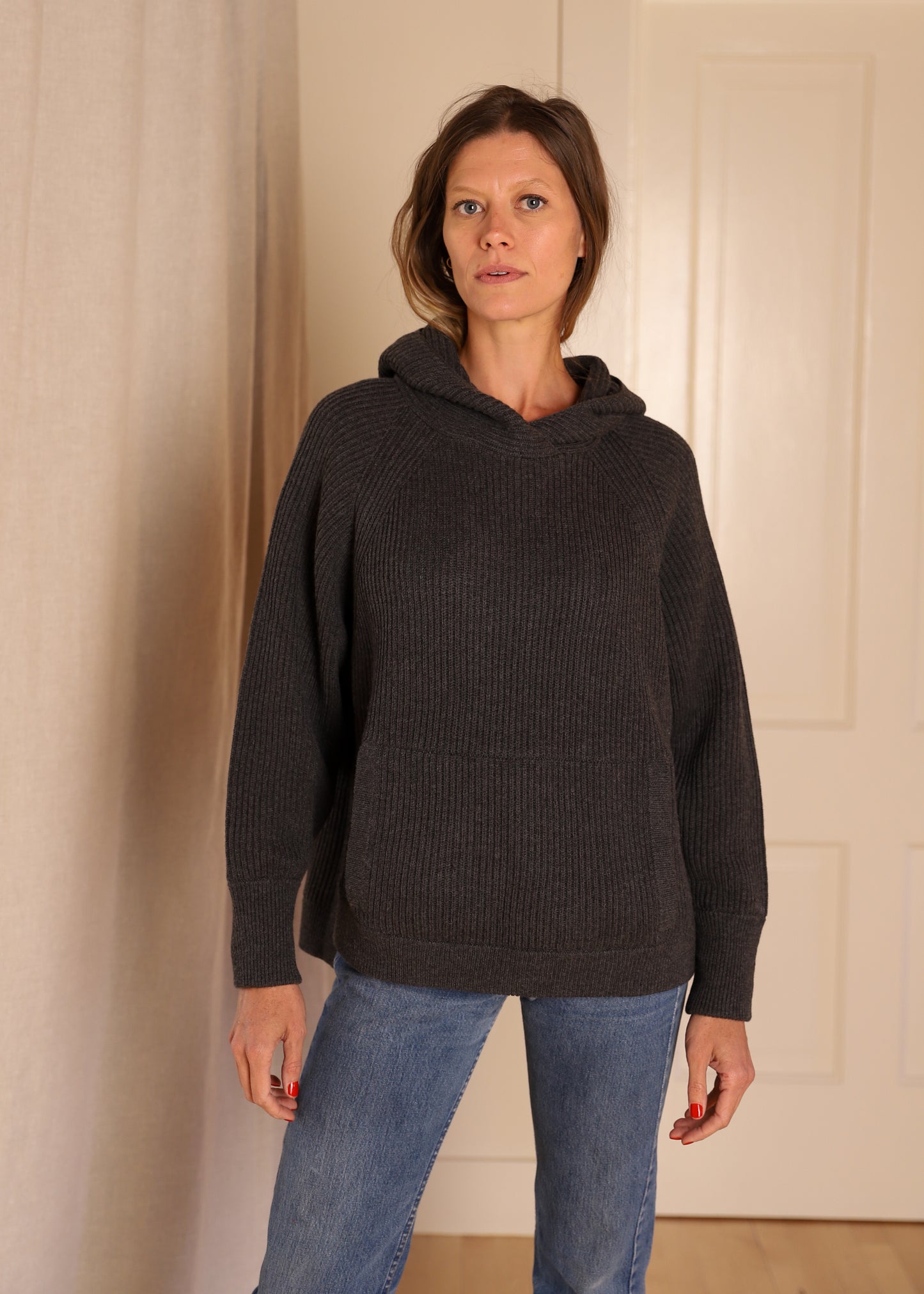 Hooded Poncho Tunic, Graphite