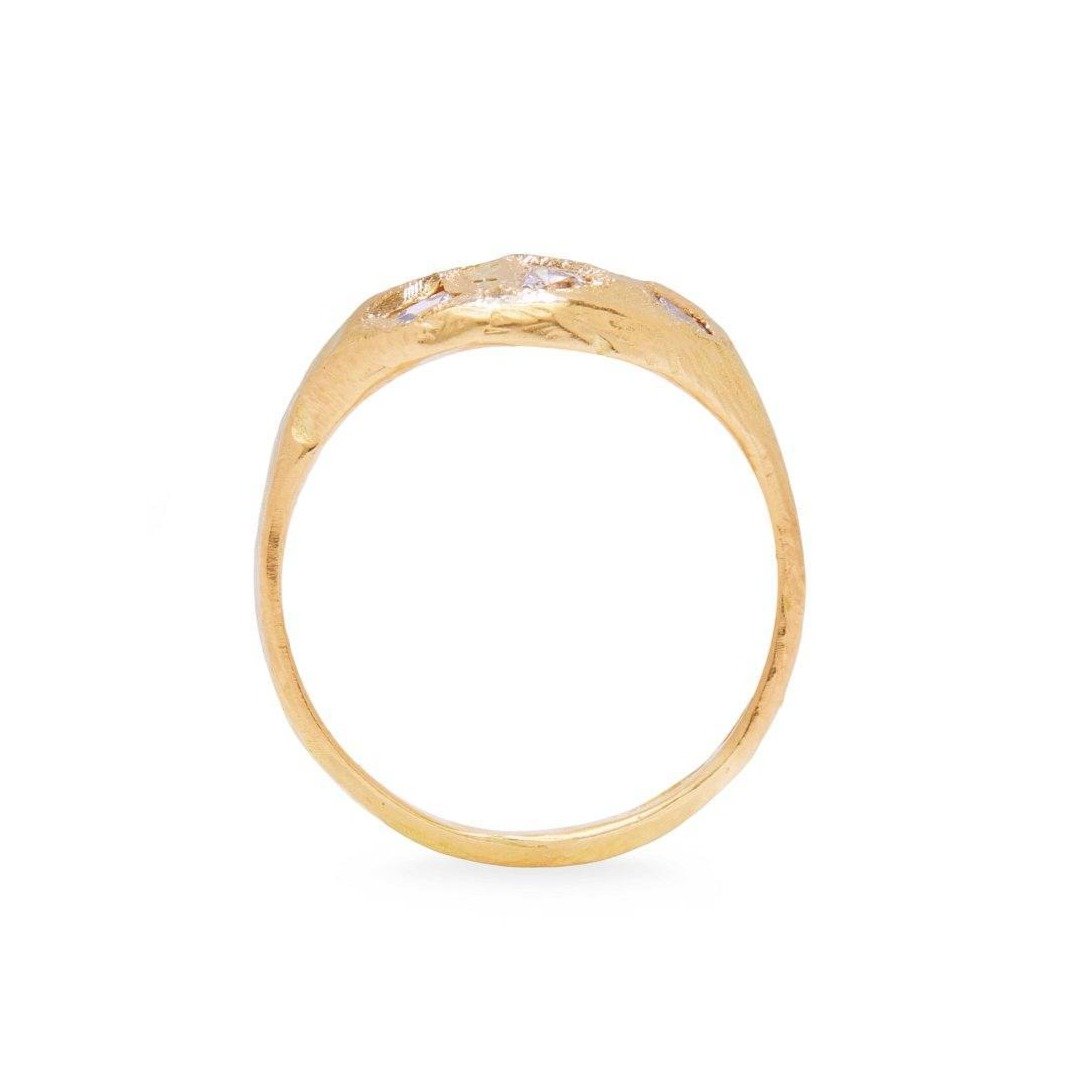 Geometric Diamond Signet Ring