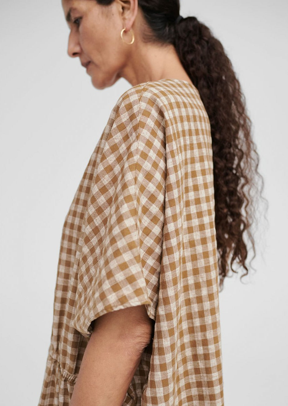 Checkered Shirt Dress, Breen