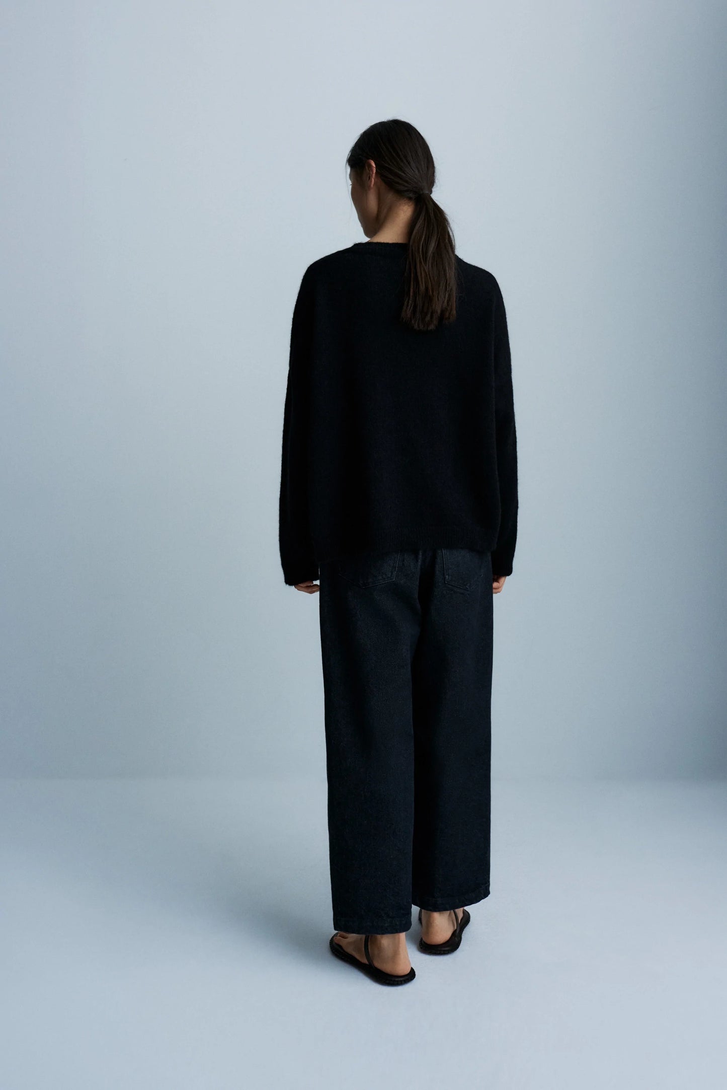 Baby Alpaca Asymmetric Cardigan, Black