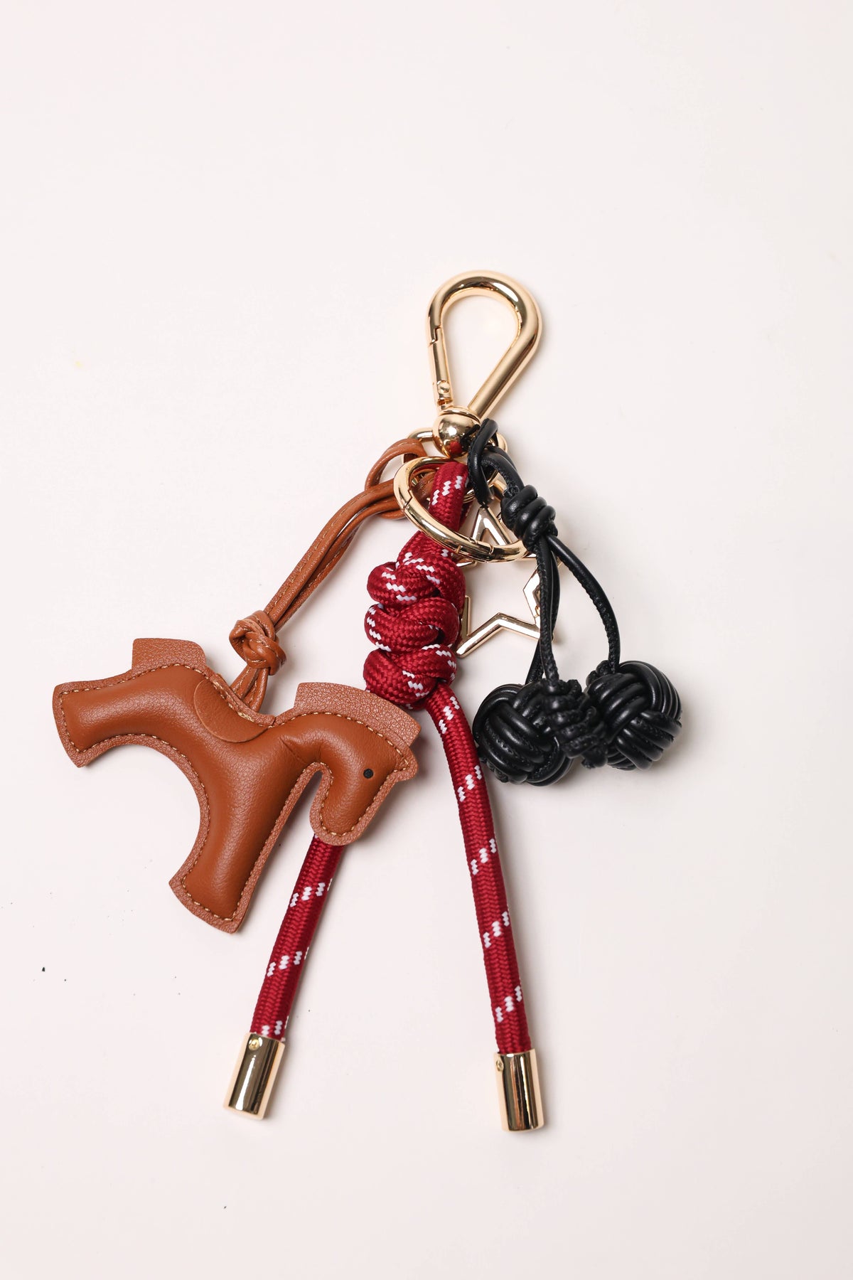 Bag Charm - Black Cherries & Brown Flying Horse