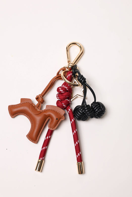 Black Cherries & Brown Flying Horse, Black Bag Charm