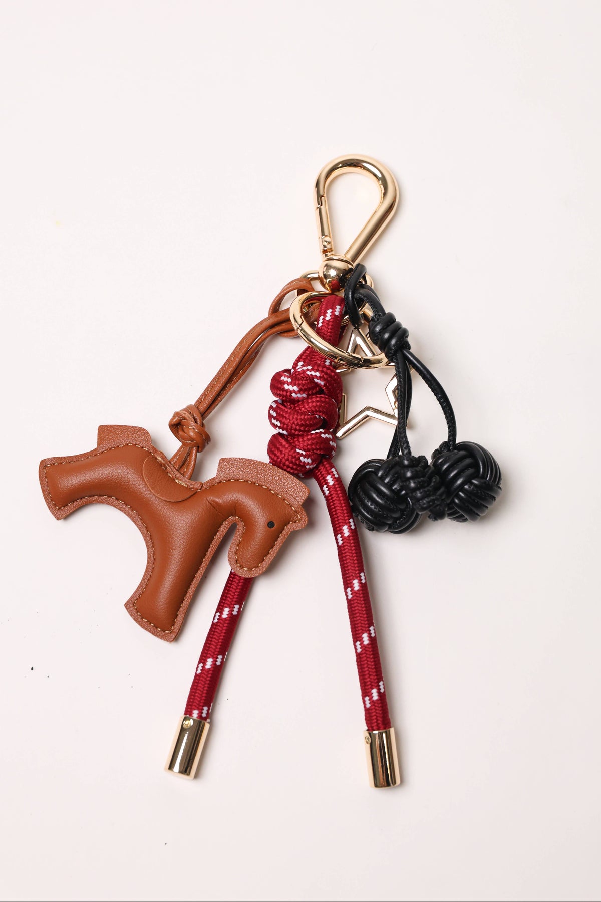 Bag Charm - Brown Horse & Black Cherries, Burgundy