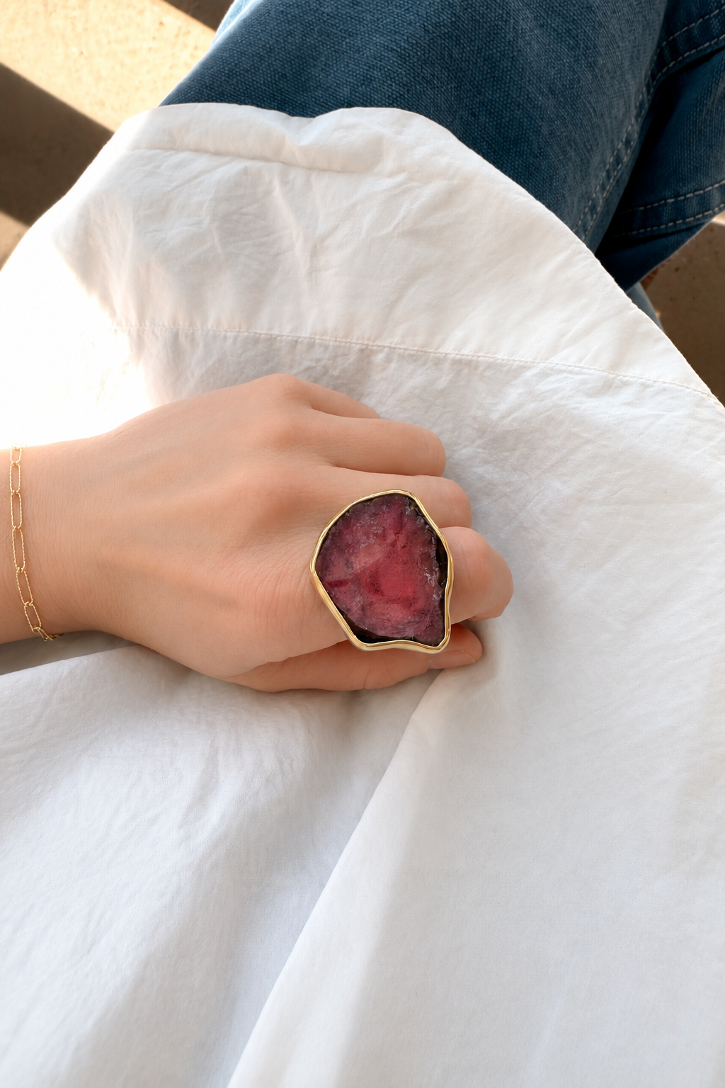 Watermelon Tourmaline Ring set in 18K Gold